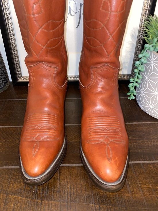 Vintage Justin Boots Brown Leather Western Cowboy Boots Size 8.5B Made In USA - Picture 4 of 15